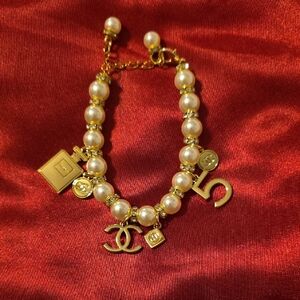 Gold and Pearl Iconic Charm Bracelet